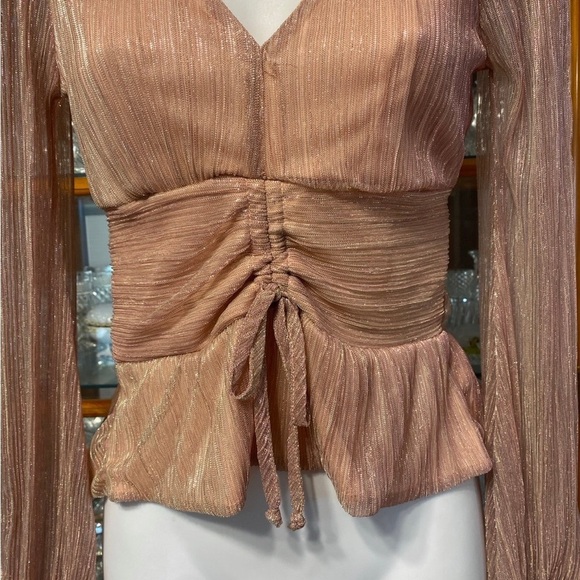 Sophia Vergara Womens Metallic Semi Sheer Blouse NWT size XS - Picture 3 of 7